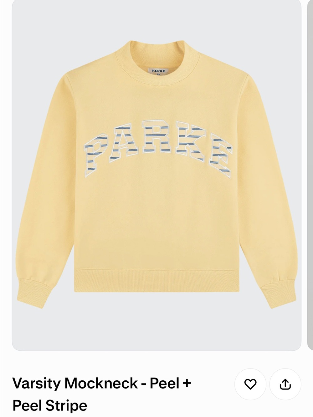 PARKE Varsity Mockneck Sweatshirt in Peel Yellow